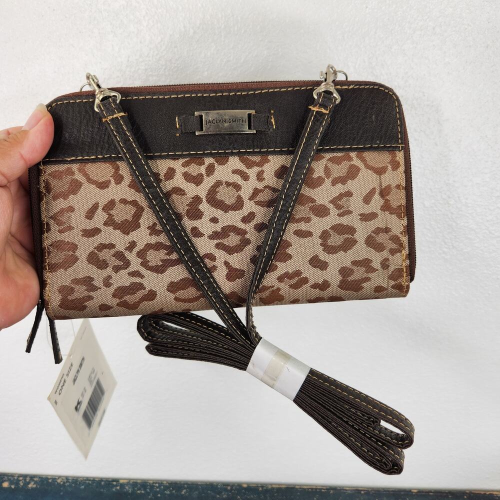 Y2K Deadstock Jaclyn Smith Leopard Animal Print Zipper Wallet Cross Body